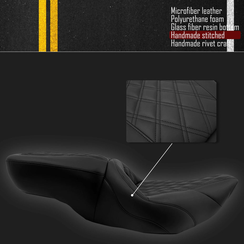 Diamond 2-Up Motorcycle Vinyl Seat for Harley-Davidson Touring (1997–2007)