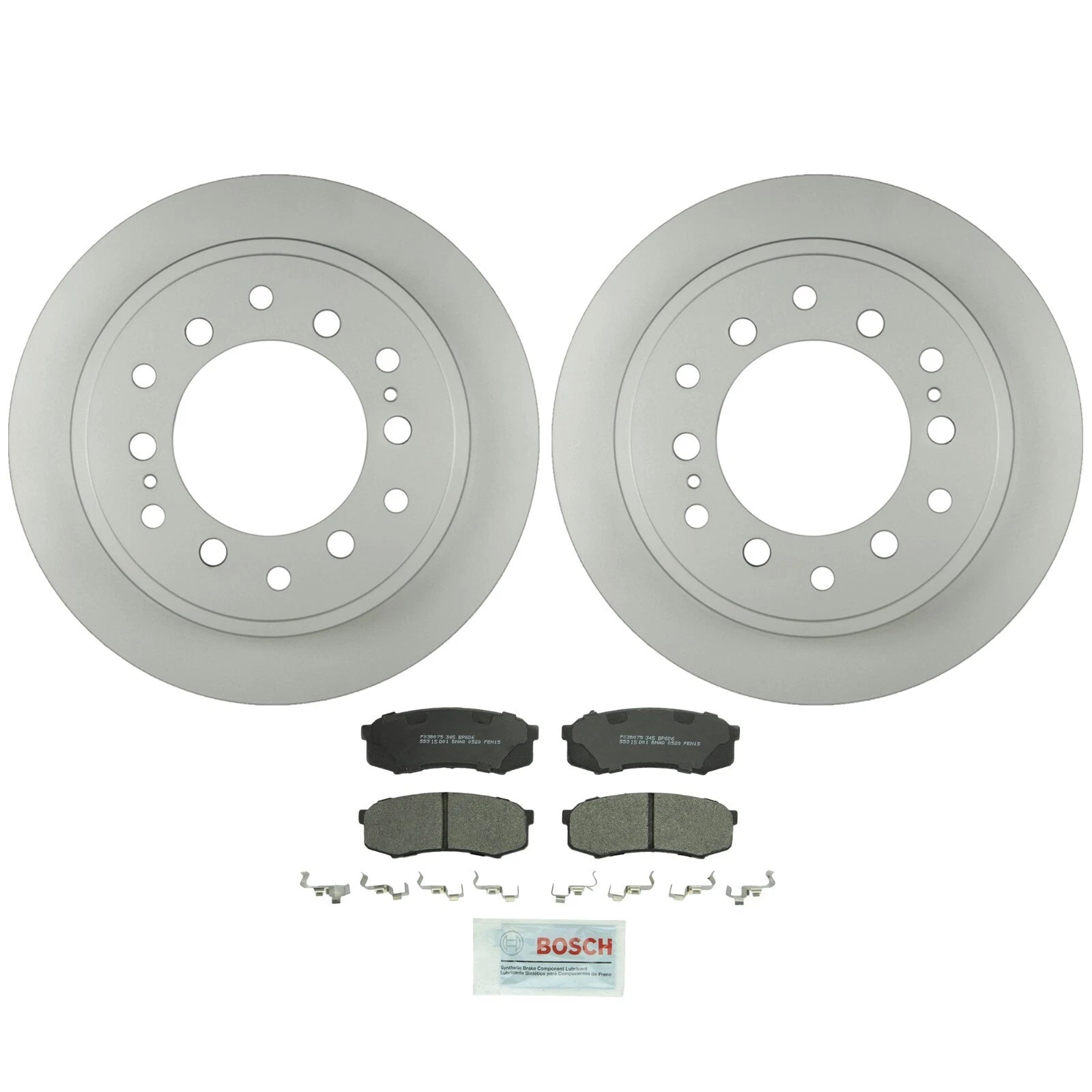 Set of 2 Bosch Rear Vented Rotors & Semi-Metallic Brake Pads for Lexus Toyota
