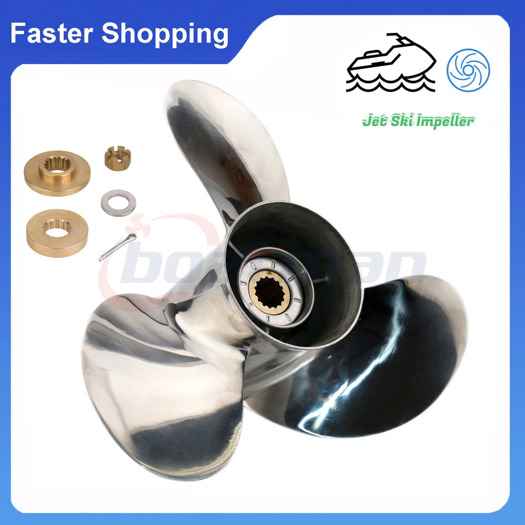 Stainless Steel Propeller 13 1/2x14 for Yamaha Outboard (50-115HP) + Hardware Kits