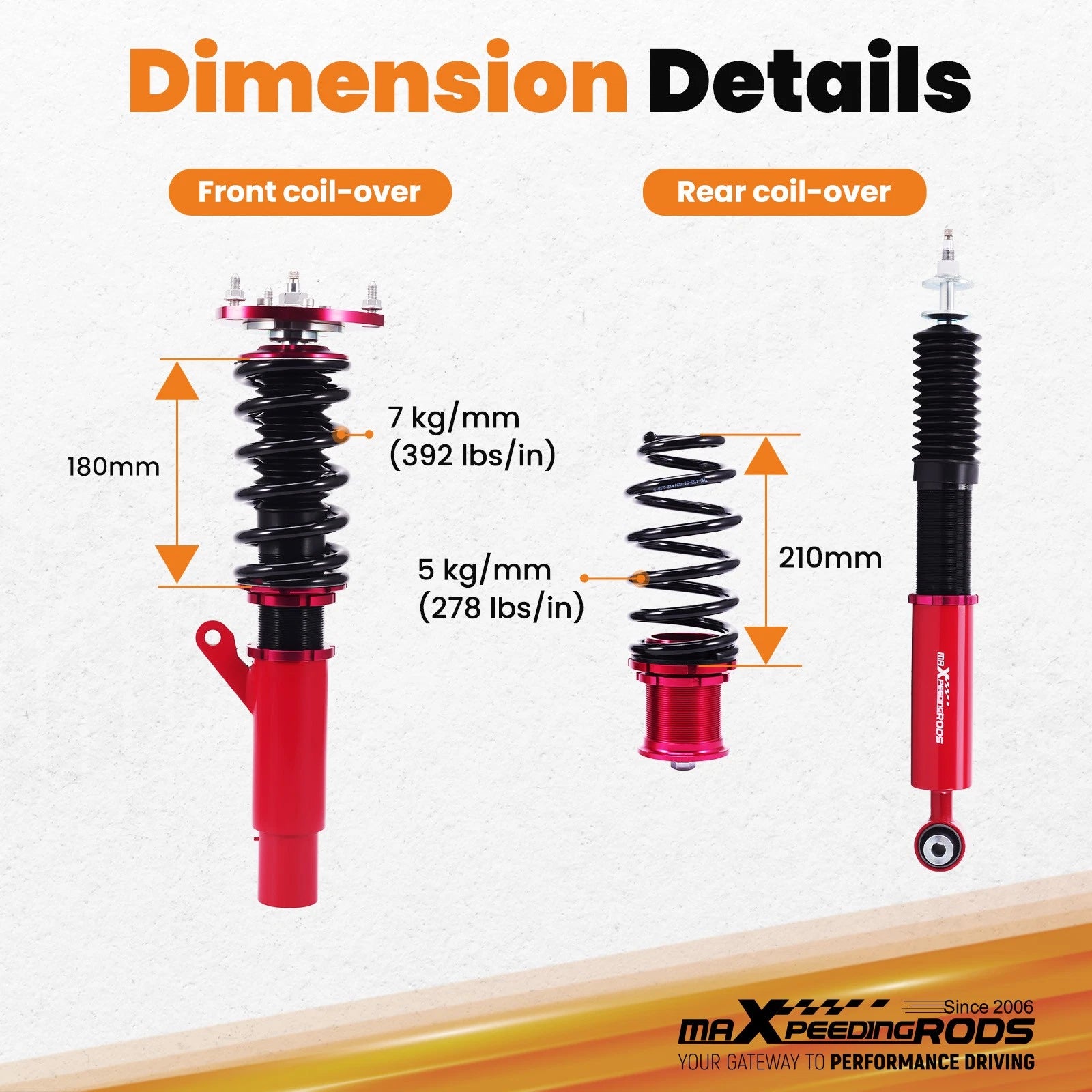 24 Step Coilover Shocks Lowering Kit for Volkswagen Golf MK7 (2015–2019)
