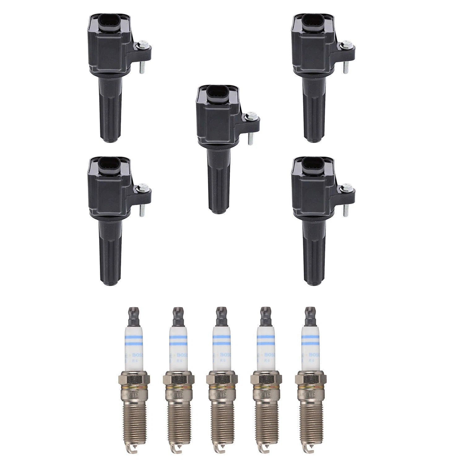 Set of 5 Ignition Coils & Spark Plugs for Colorado H3 H3T (2007–2010)