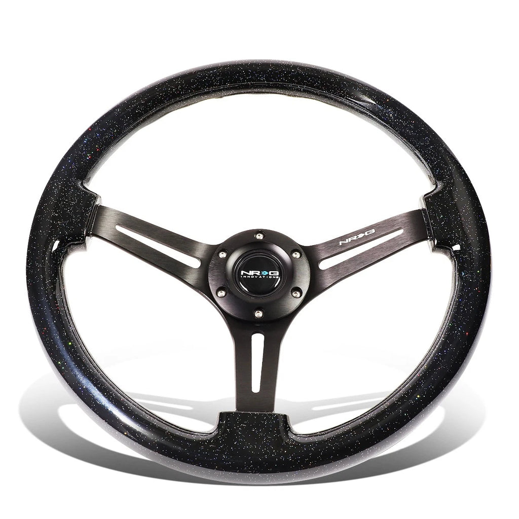 NRG 350mm 3" Deep Black 3-Spoke Aluminum Steering Wheel for Universal Fit (All Years)