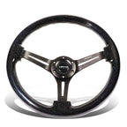NRG 350mm 3" Deep Black 3-Spoke Aluminum Steering Wheel for Universal Fit (All Years)