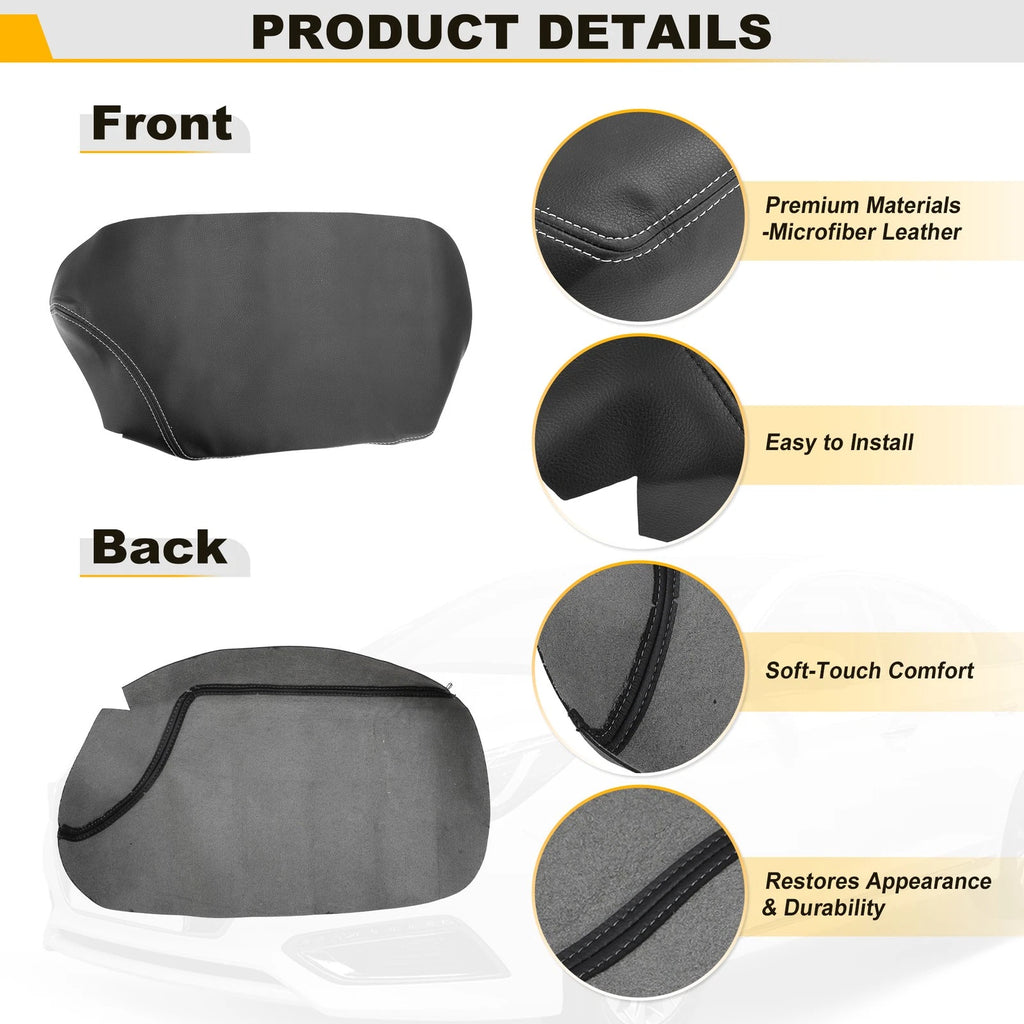 Console Lid Armrest Cover Leather for Dodge Challenger (2015–2020) Gray Stitch