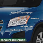 Headlight Assembly Pair for Chevy Trax (2013–2016) Halogen