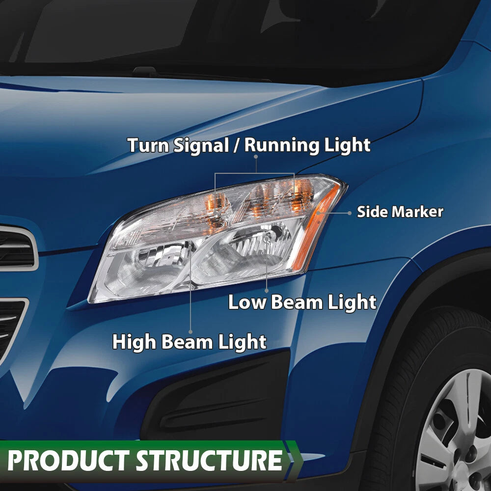 Headlight Assembly Pair for Chevy Trax (2013–2016) Halogen