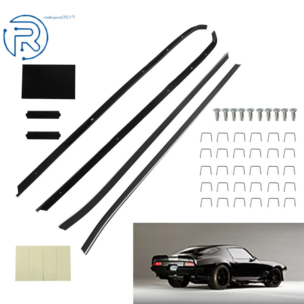 Set of 4 Chrome Window Sweep Weatherstrips for Firebird Camaro (1970–1981)