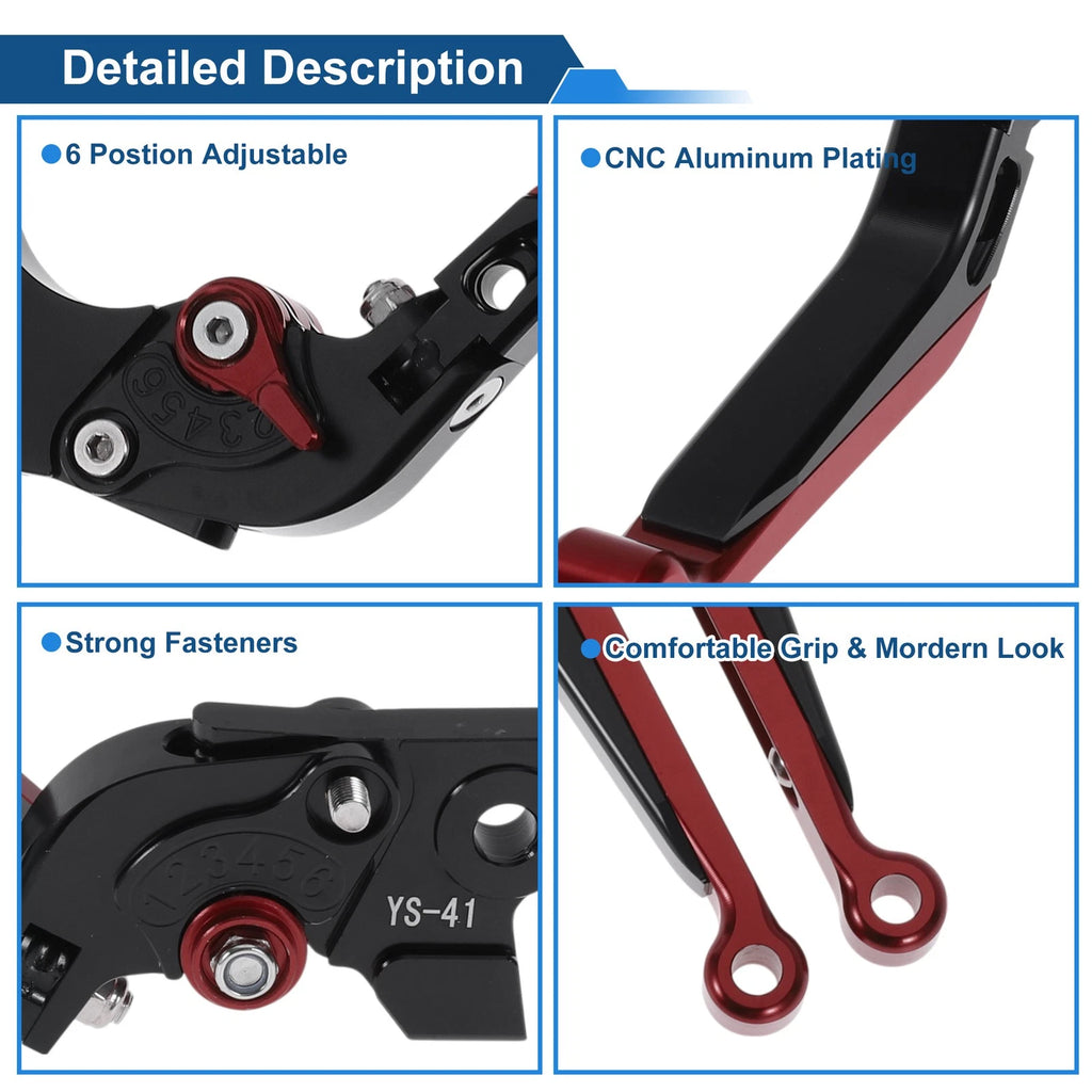 Adjustable Brake Clutch Levers for Suzuki GSXR150 (2017–2020) Black Red