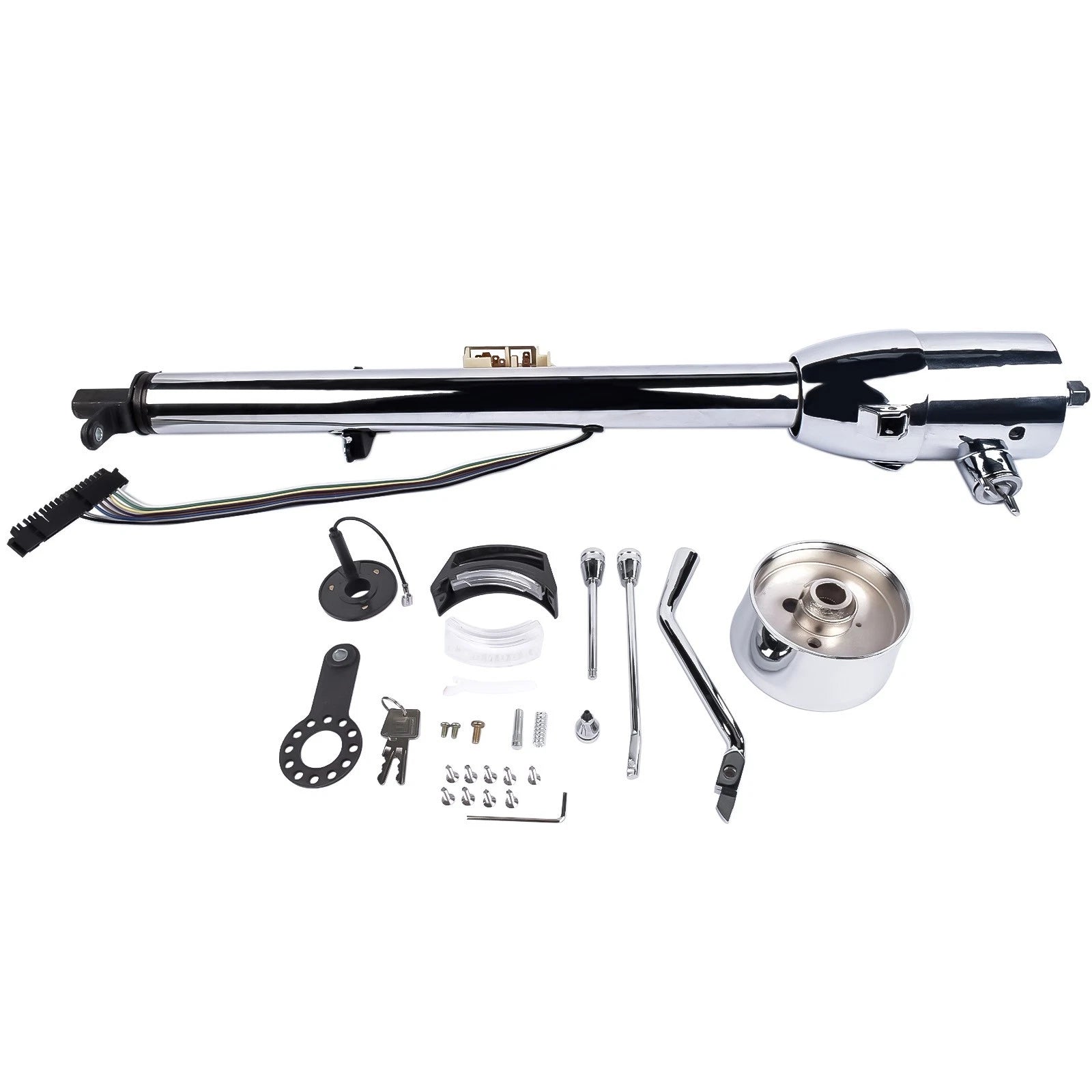 30" Tilt Steering Column for GM with 9 Hole Wheel Adapter & Key (Chromed)
