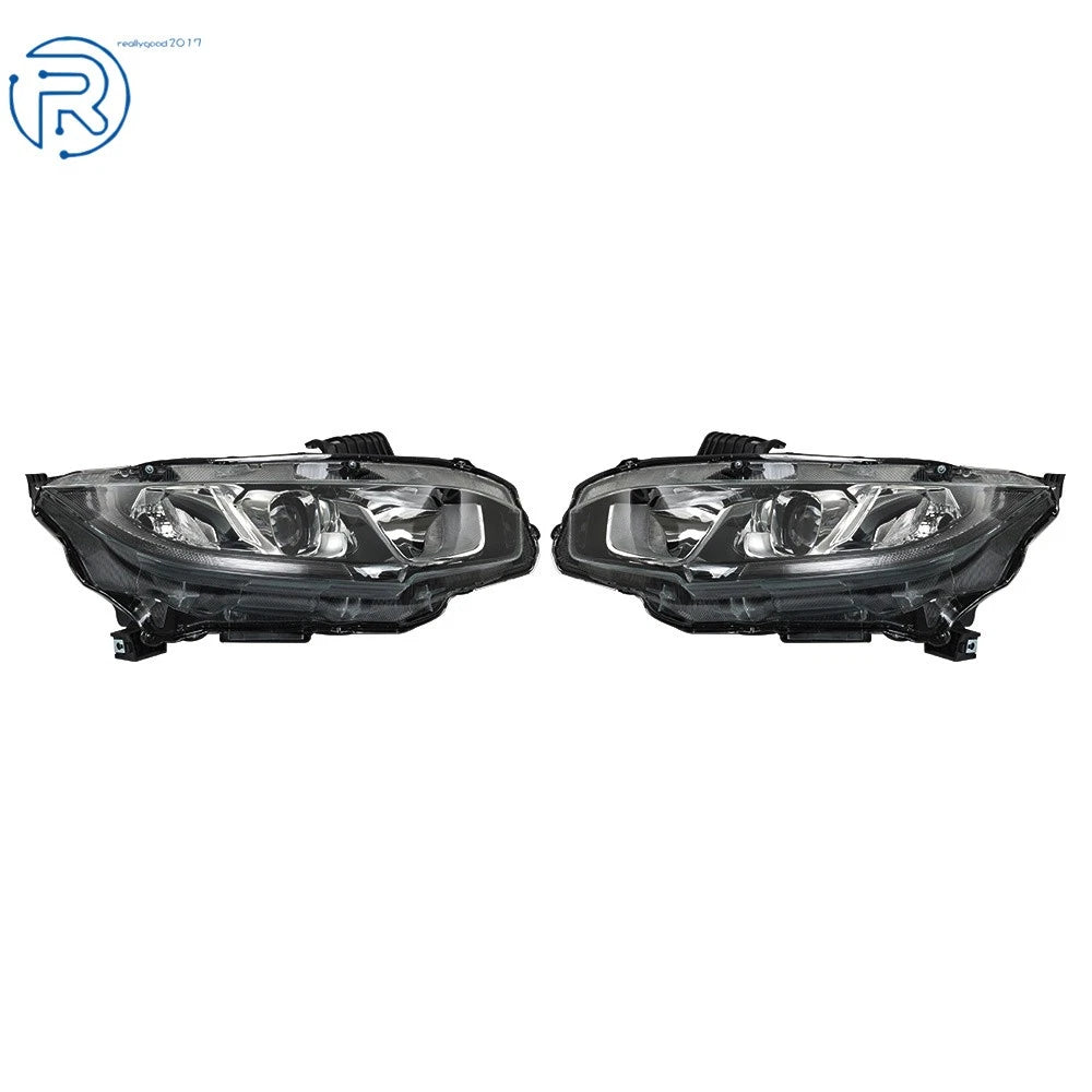 Set of 2 Halogen Projector Headlights for Honda Civic (2016-2020)