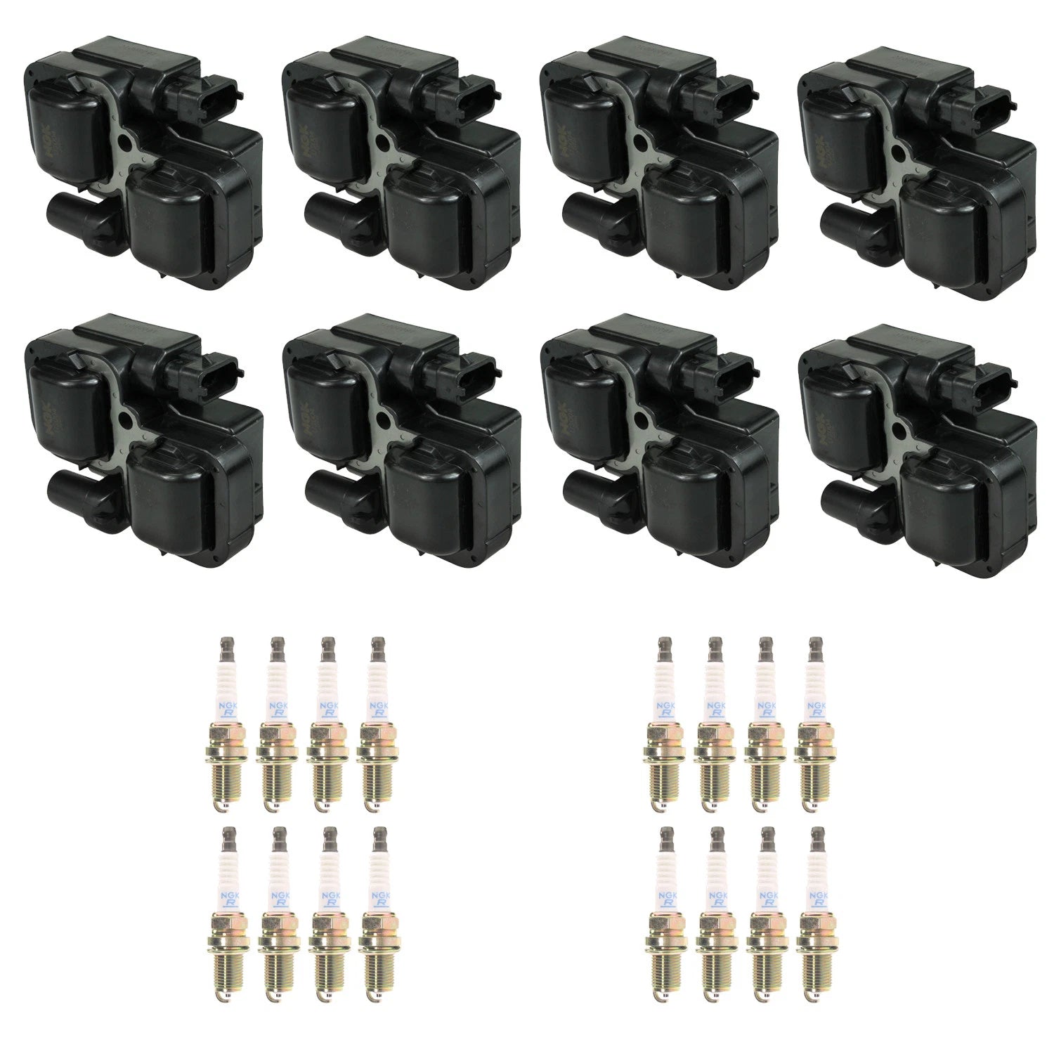 NGK DIS 8 Ignition Coil & 16 Nickel Spark Plugs Kit for CLK55 AMG (2005–2006)
