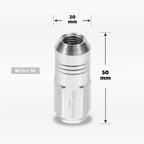 Set of 20 M12X1.5 Silver JDM Closed End Cone Hex Wheel Lug Nuts + Extension 20mm