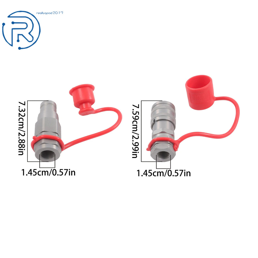 2PC 3/8" Flat Face Hydraulic Quick Connect Coupler Set 5076PSI
