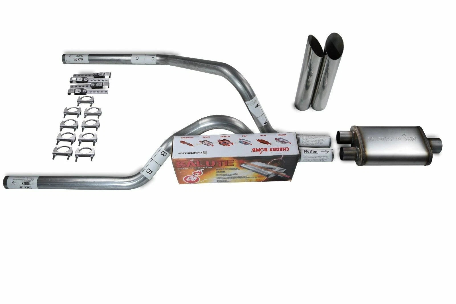 2.5" Dual Exhaust Kit for Dodge Dakota (1987–1996) - Cherry Bomb Slash Tips