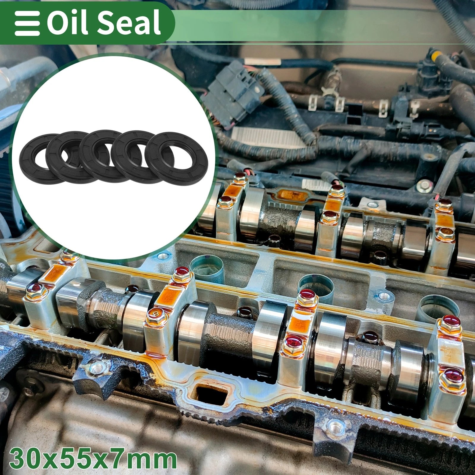 Set of 5 Oil Seal TG4 Lip Seal Ring NBR Rubber 30x55x7mm