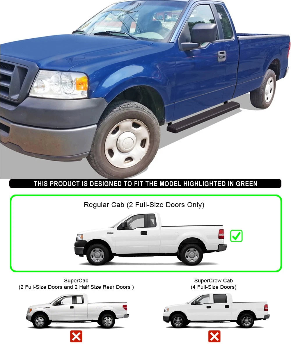 iBoard Running Boards for Ford F150 Regular Cab (2004-2008) 5" Matte Black