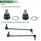 4X Front Suspension Kit Sway Bar Link Lower Ball Joint for Kia Sorento (2011–2013)