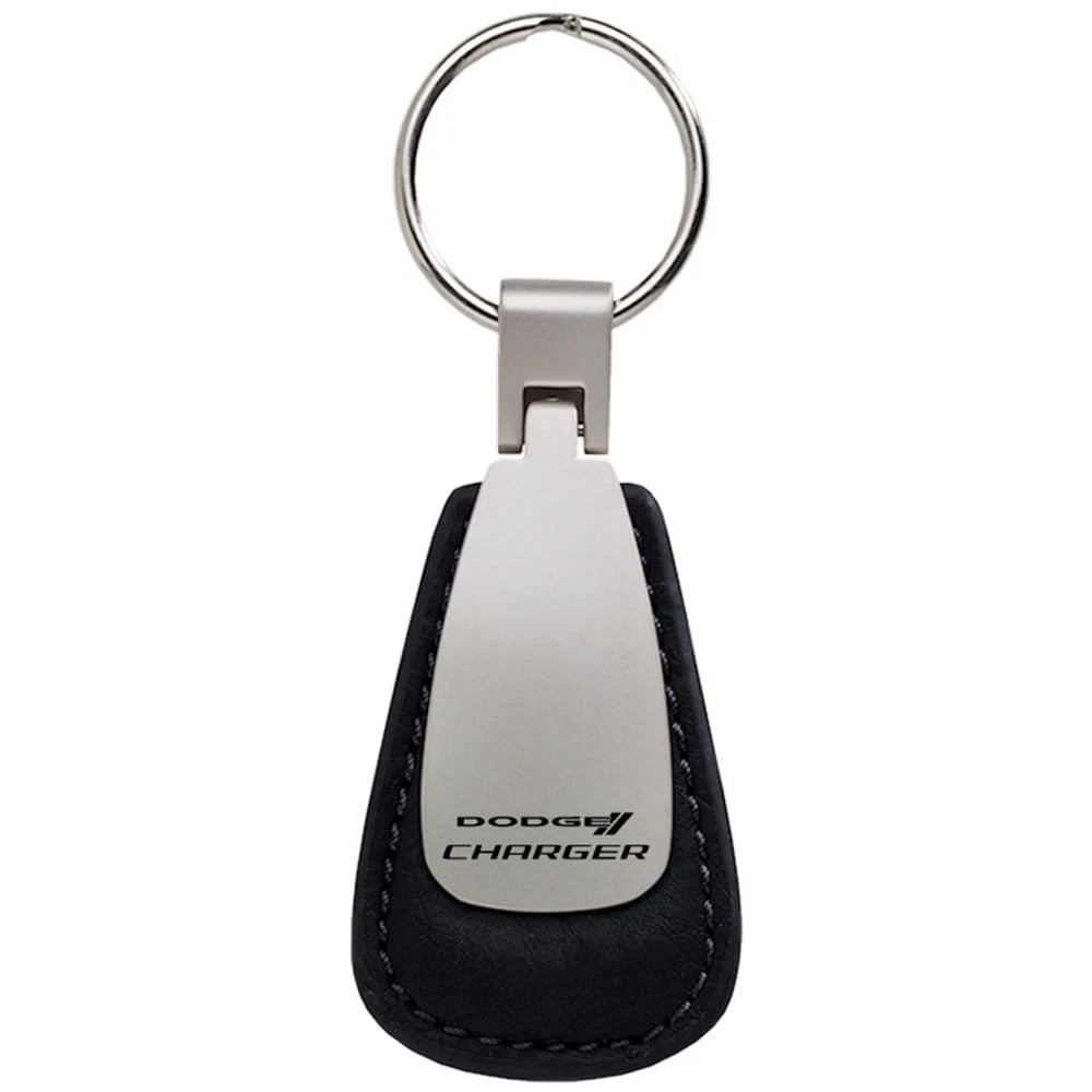 Black Leather Teardrop Keychain - Officially Licensed for Dodge Charger