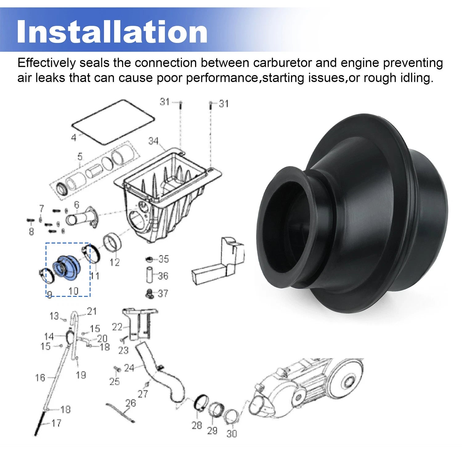 Carb Boot 0452563 for Polaris ATV Phoenix 200 (2005–2023)