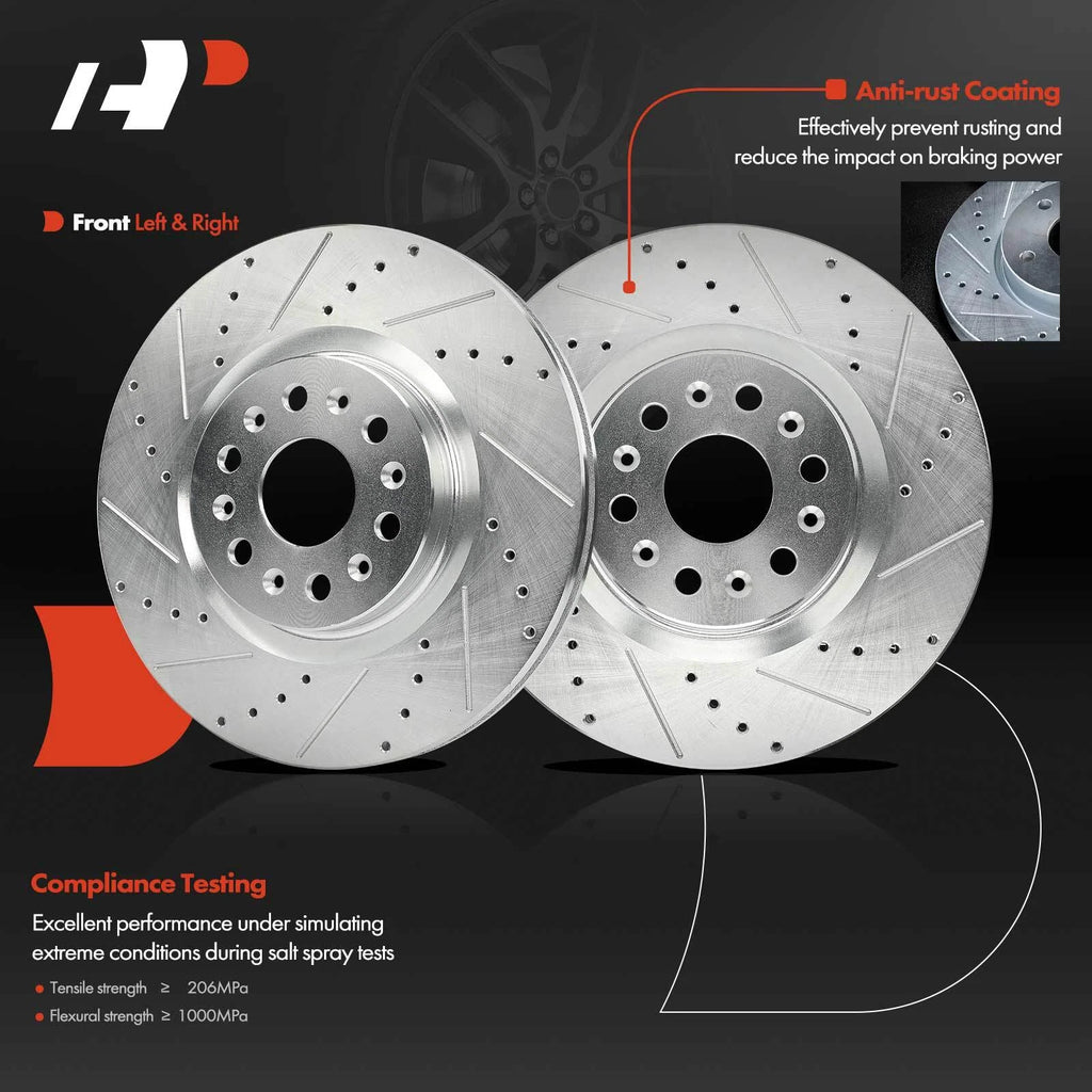 Front Drilled Brake Rotors for Cadillac XT5 XT6 (2017-2023)