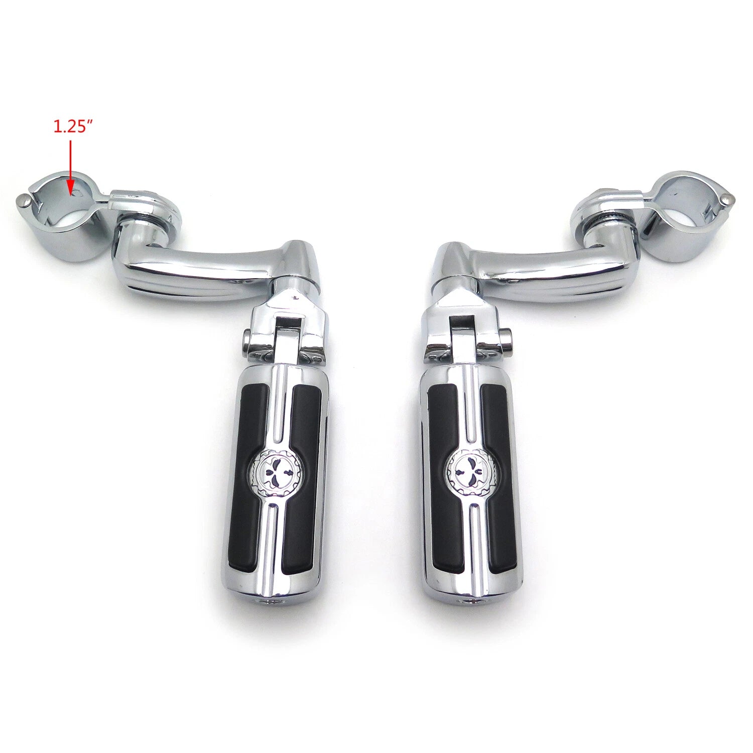 Chrome 32mm 1.25" Engine Guard Skull Footpeg for Harley Davidson