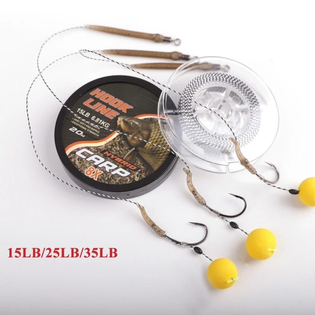 8 Strand Carp Fishing Line for Multiple Strengths (15LB, 25LB, 35LB) 20M