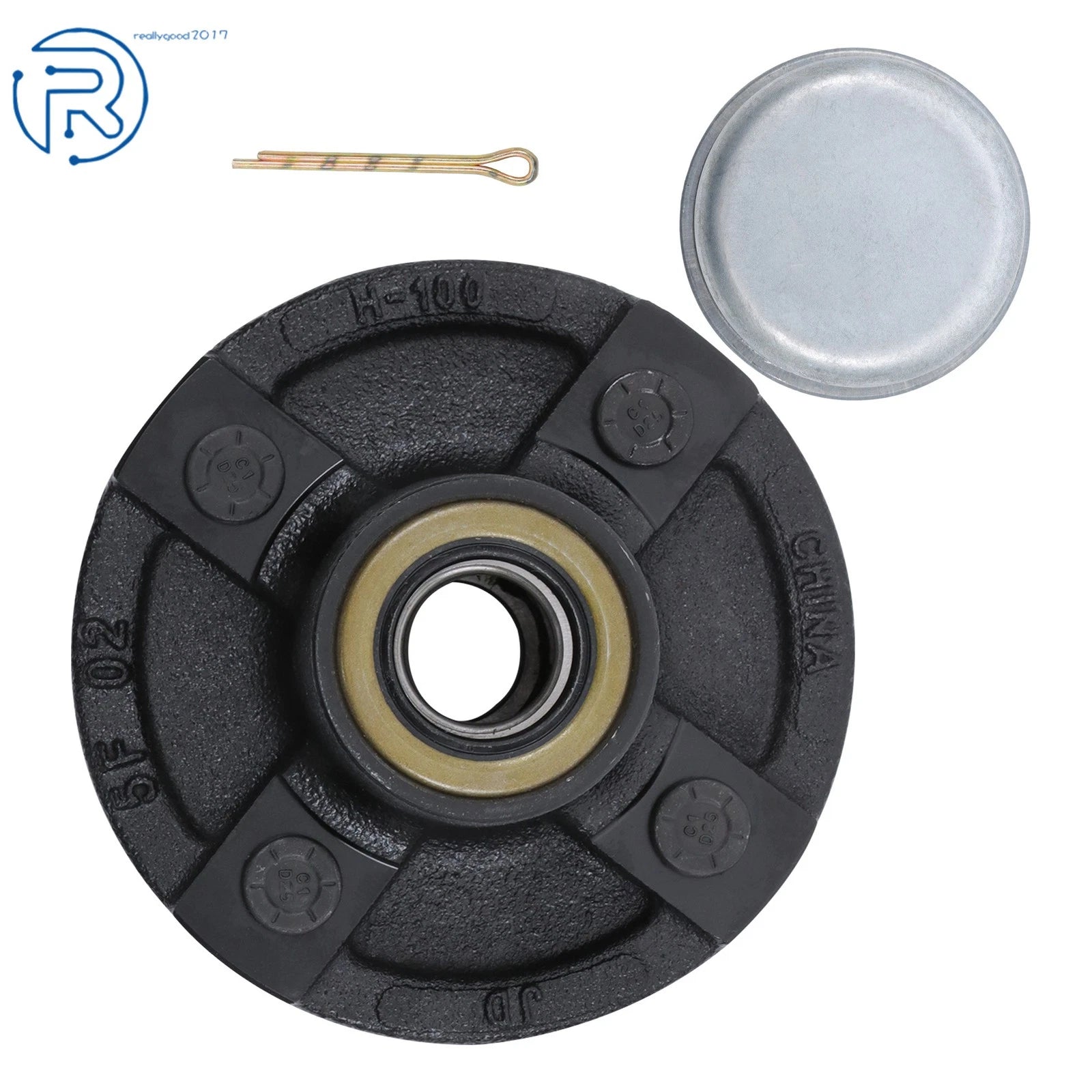 Set of 4 Pre-Assembled Hub Kits for Boat Trailer (2000 lbs, 1" Spindle)