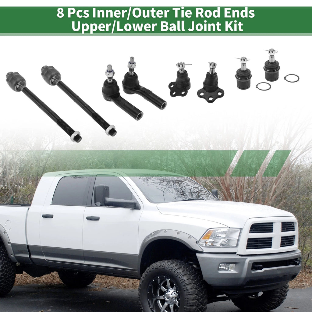 8 Pcs Front Outer Inner Tie Rod Ends & Ball Joints for Dodge Dakota (1997–2004)
