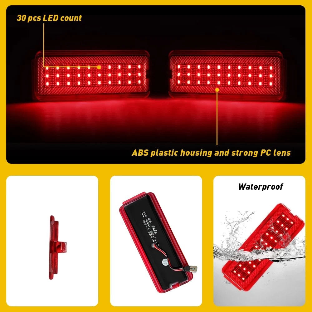 Set of 4 Full Red Interior Door Panel Light LED Lamp for F250 F350 (1999–2007)