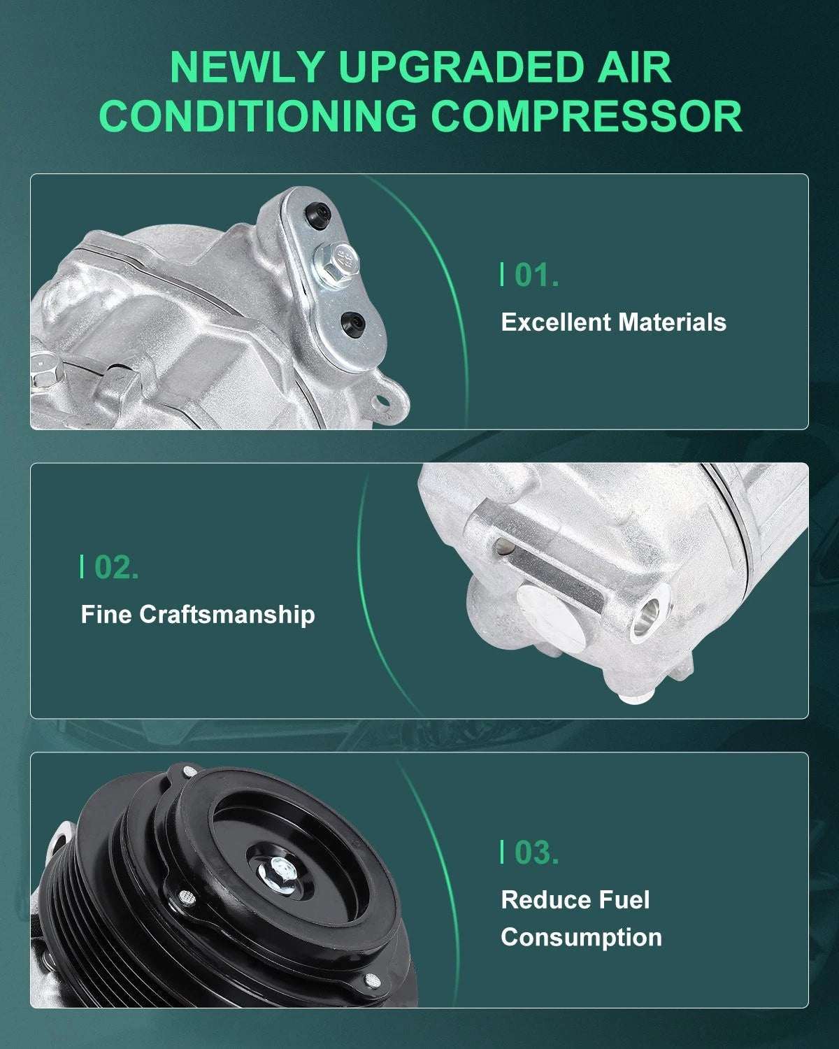 AC A/C Compressor for Jeep Cherokee 2.4L (2014–2020) & Chrysler 200 2.4L (2015–2017)