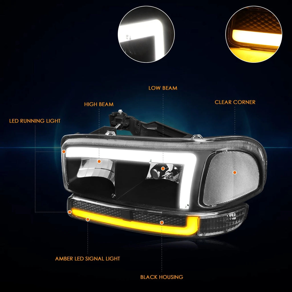 LED DRL Bumper Lamp Headlight Clear Corner for Sierra/Yukon (1999–2006)