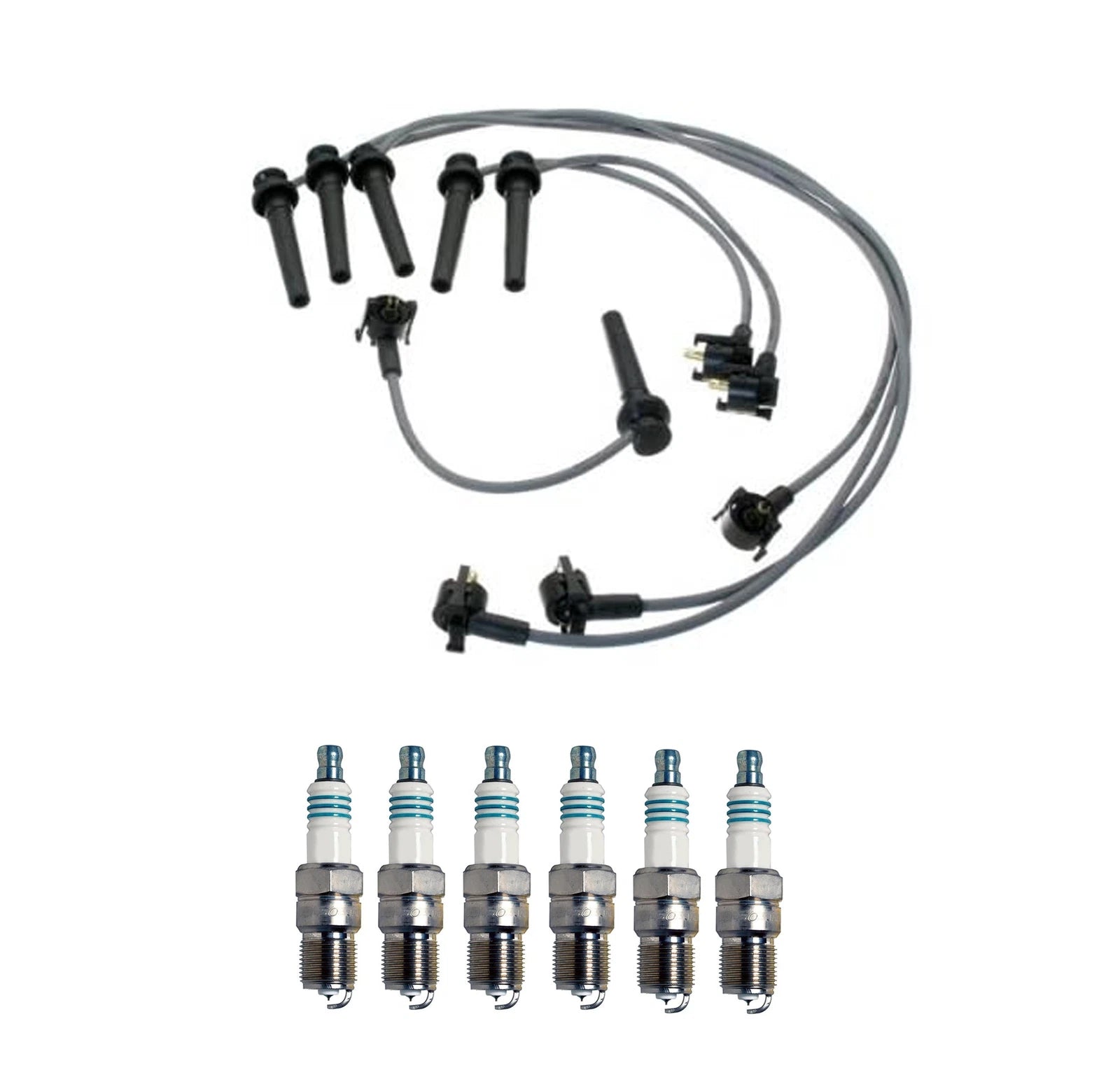 Denso 8mm Wire Set & 6 Iridium Power Spark Plugs for Ford Mercury 2.5 V6 (1996–2005)