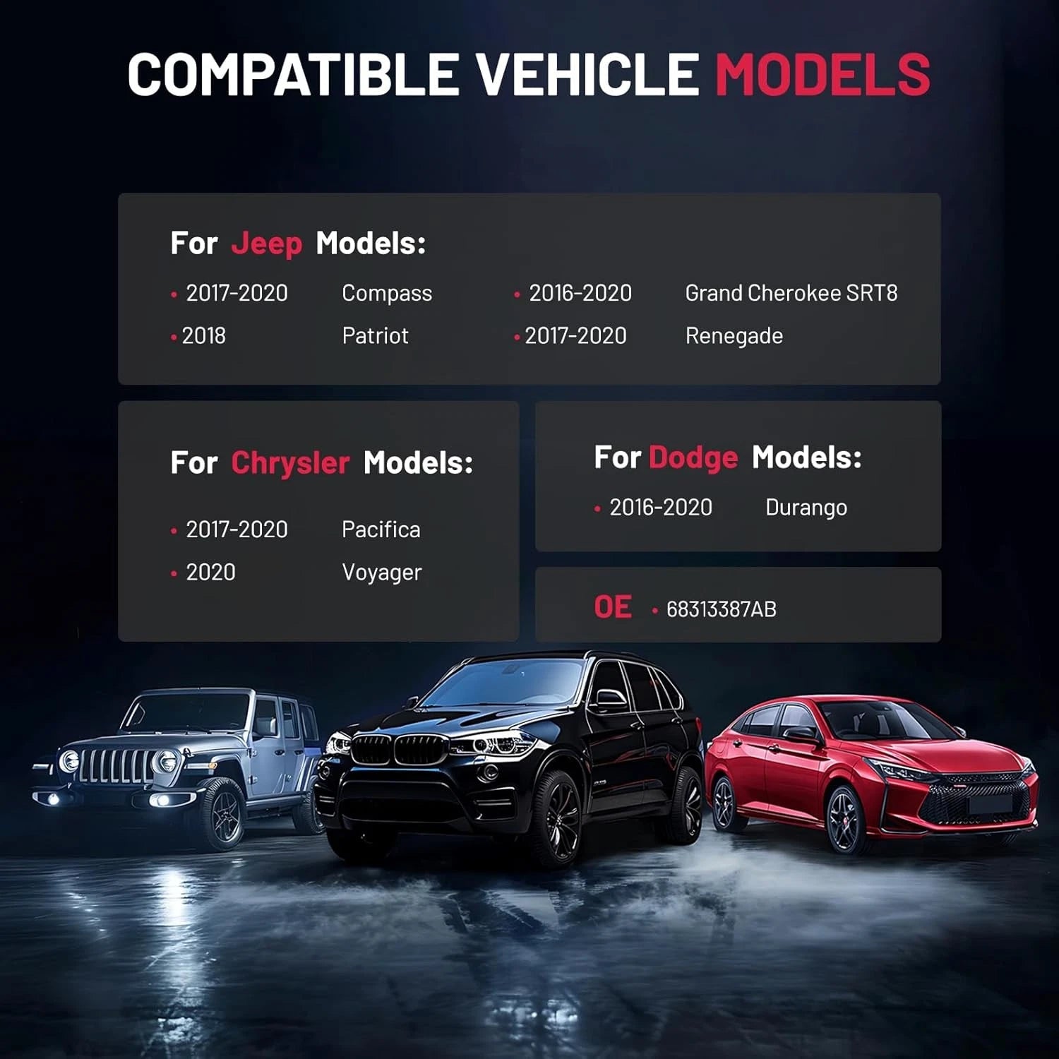 TPMS Tire Pressure Sensor Set for 2016-2018 Fiat 500X (68252493AB)