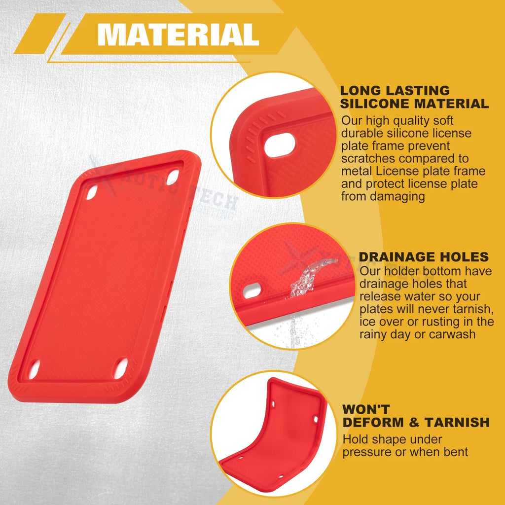 Silicone License Plate Frame for Universal Motorcycle (Rust Proof, Universal)