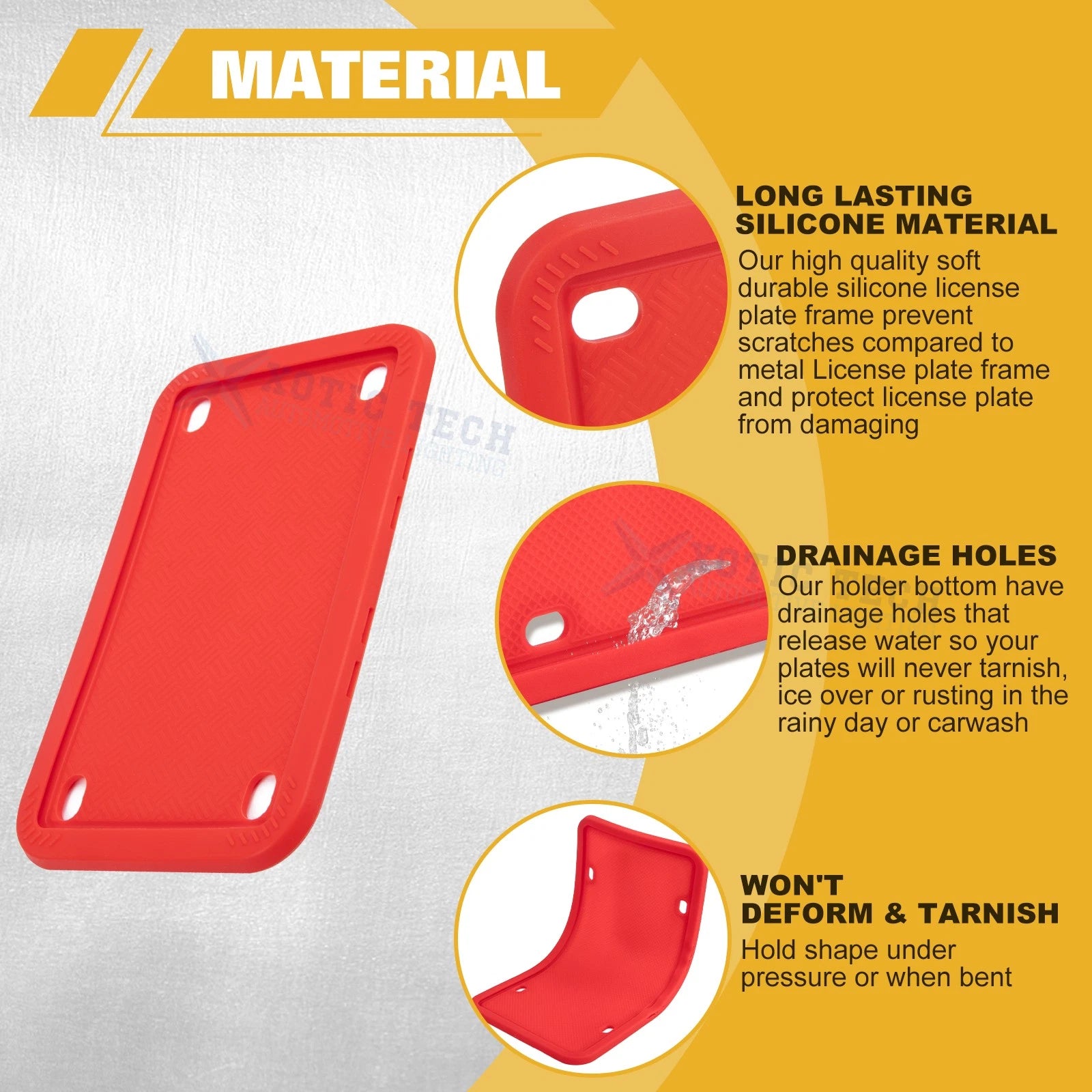 Silicone License Plate Frame for Universal Motorcycle (Rust Proof, Universal)