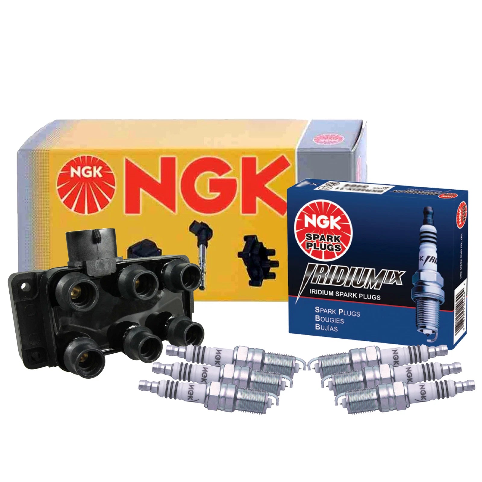 NGK DIS Ignition Coil & Iridium IX Spark Plugs Kit for Ford Ranger (2001–2011)