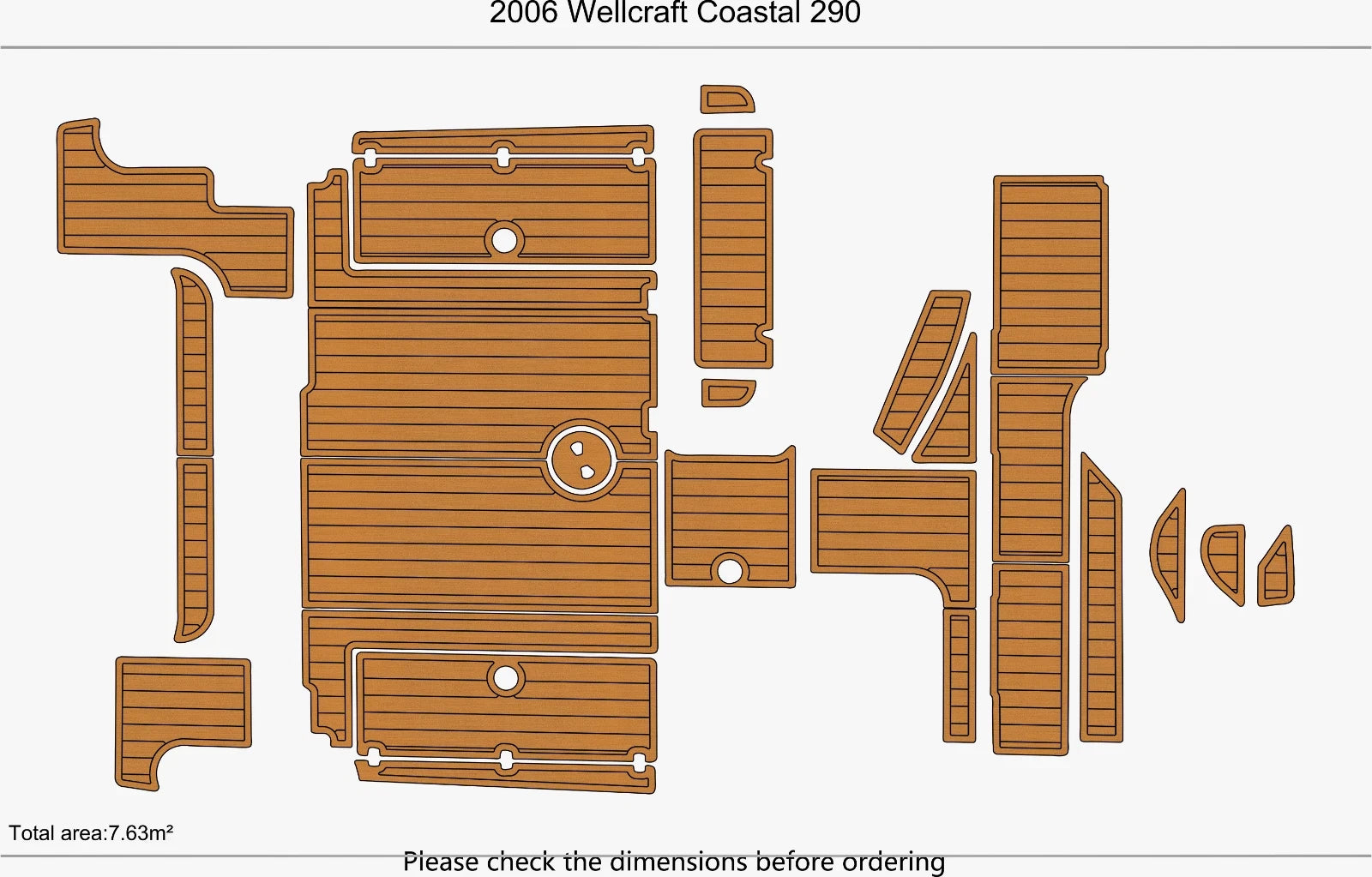 EVA Foam Teak Deck Floor Mat for Wellcraft 290 Coastal (2006)