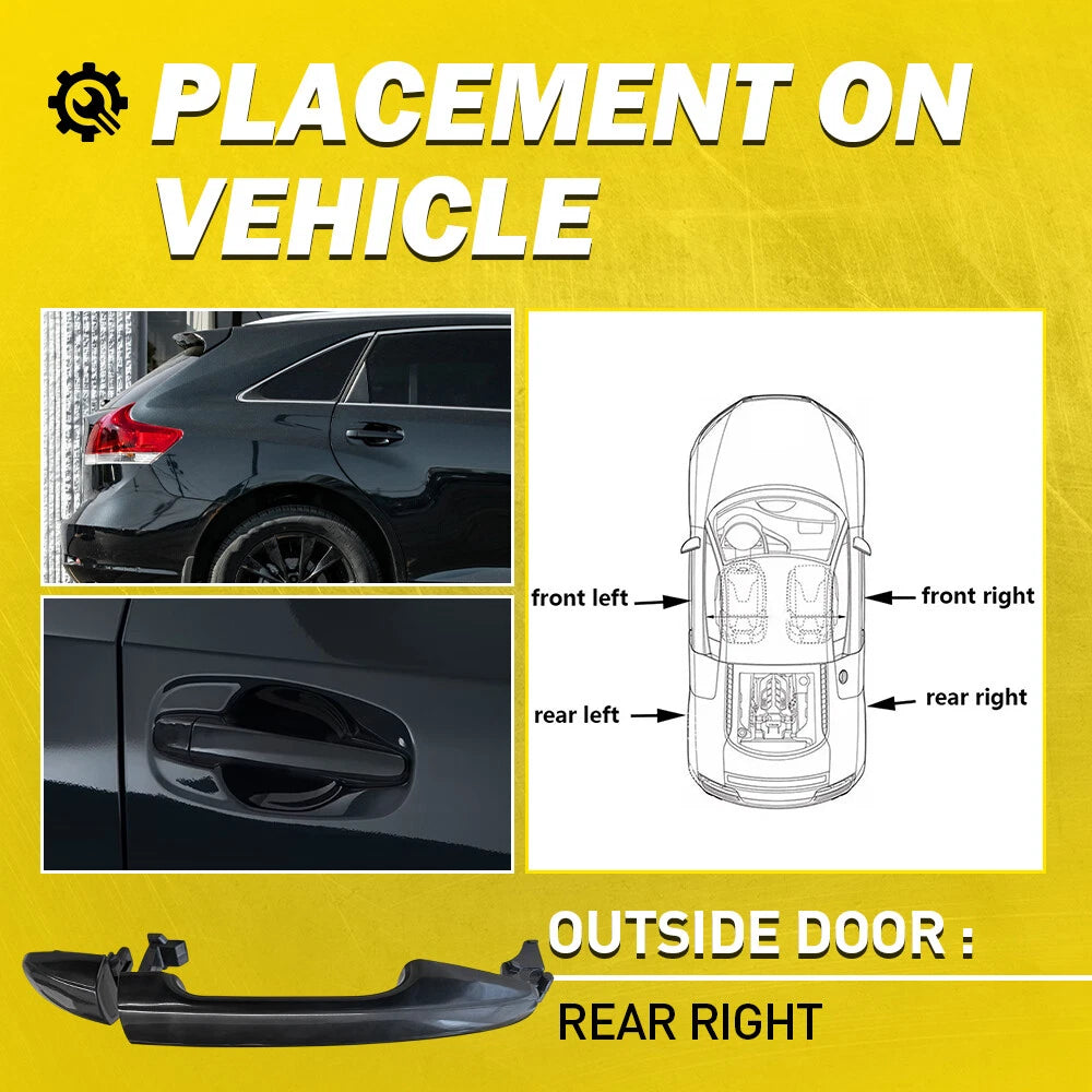 Exterior Door Handle for Toyota Venza (2009-2015) Rear Right Side Black