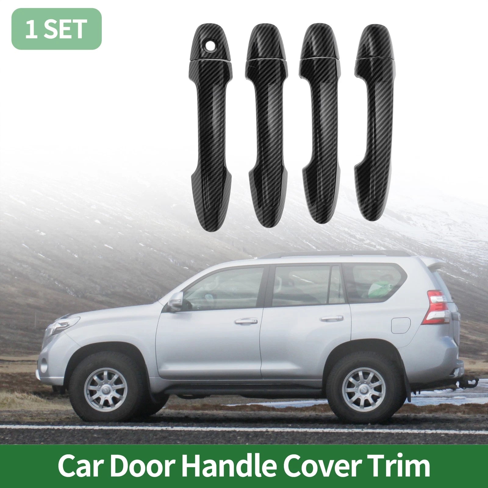Car Door Handle Cover Trim for Toyota RAV4 (2013–2018) Carbon Fiber Black