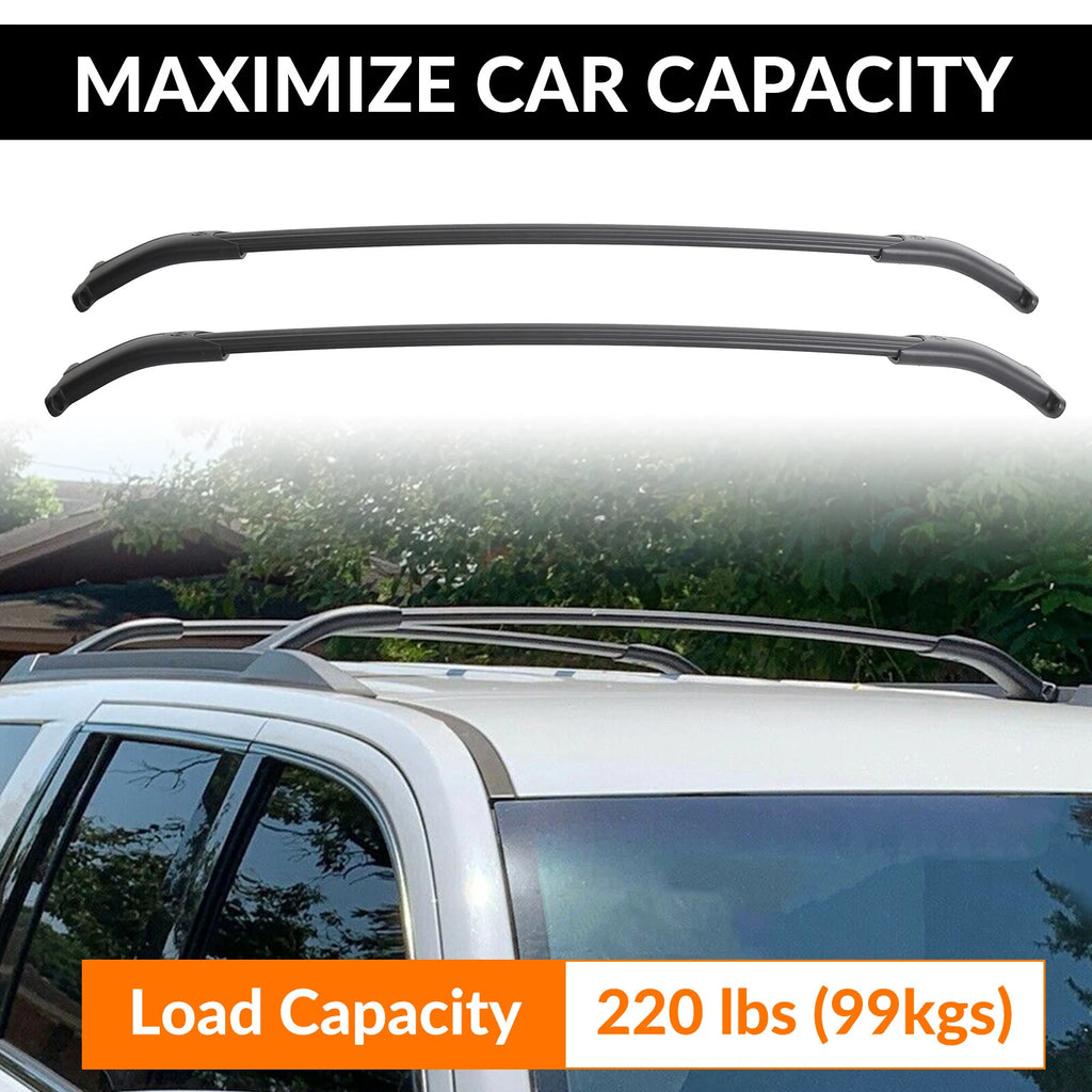 Set of 2 Black Roof Rack Cross Bars for Chevy Tahoe/Suburban GMC Yukon XL (2015–2020)