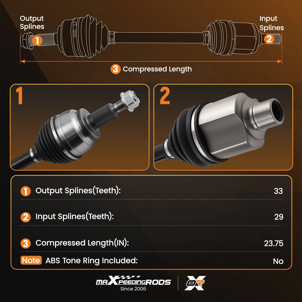 Pair Front CV Axle Shaft Set for Ram 1500 (2002–2011) 4WD