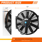 12" 12V Electric Radiator Cooling Fan with Relay & Mount Kit for Universal Fit