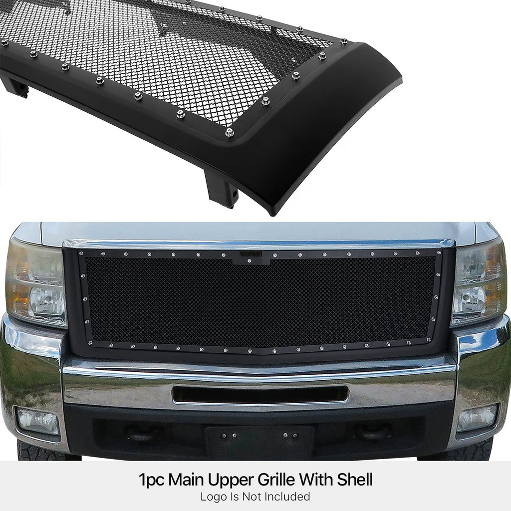 Upper Black Rivet Mesh Grille for Chevy Silverado 2500/3500 (2007-2010)