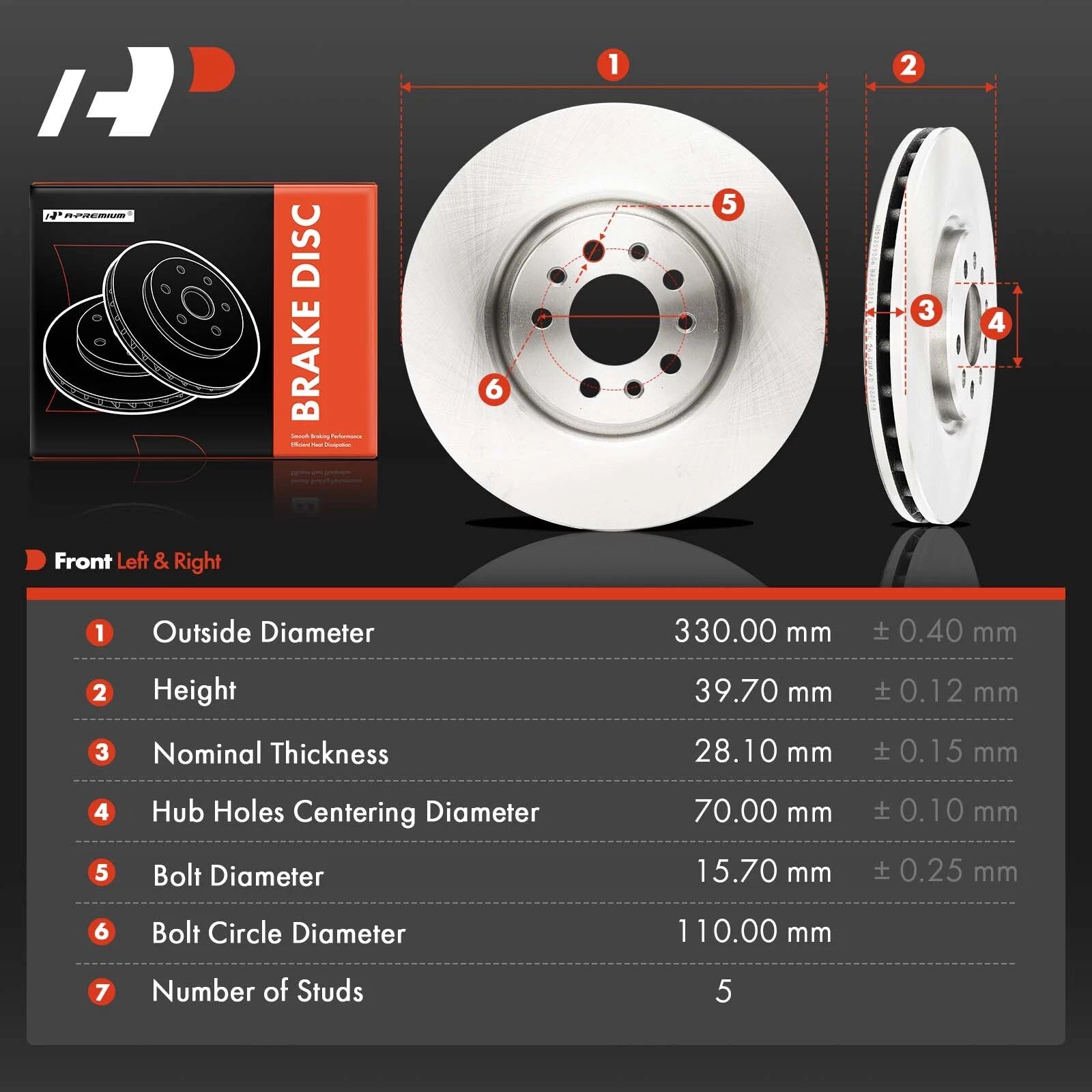 Front Disc Brake Rotors for Jeep Cherokee (2014–2023) Compass Chrysler 200