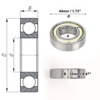 Deep Groove Ball Bearing 22x44x12mm for Scooter Skateboard (1 Pc)