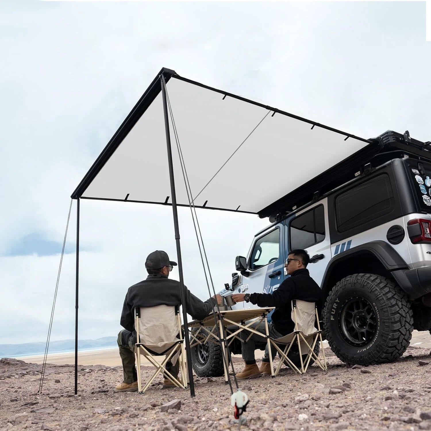 Car Side Awning for Vehicle (6.6'-9.8') Waterproof Pull-Out Tent Shelter
