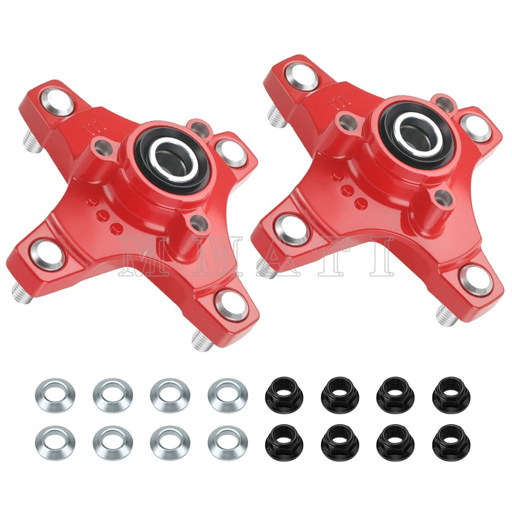 2X Front Red Wheel Hubs & Nuts for Honda TRX250X (2009–2020) TRX400X (2009, 2012–2014)