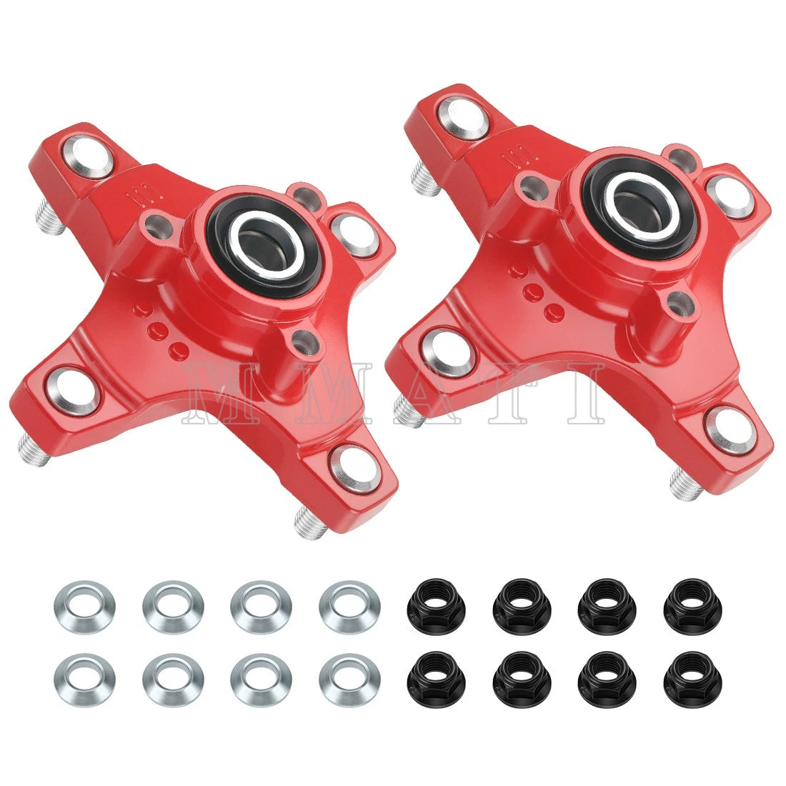2X Front Red Wheel Hubs & Nuts for Honda TRX250X (2009–2020) TRX400X (2009, 2012–2014)
