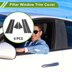6 Pcs Pillar Window Trim for Chevy Equinox (2005–2009) Carbon Fiber Black
