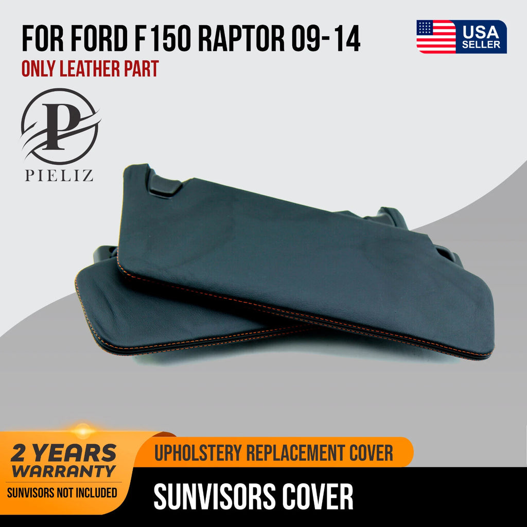 Sunvisors for Ford F150 Raptor (2009–2014) Synthetic Leather Orange Stitch